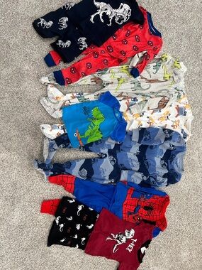 Kids Pajama Set - Blue, Red, Gray & Multicolor Dino and Superhero Prints